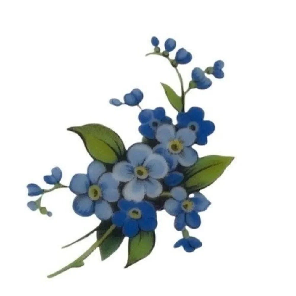 Tharaud Limoges Made in France footed  cake stand blue forget me nots 12.5” X 4”